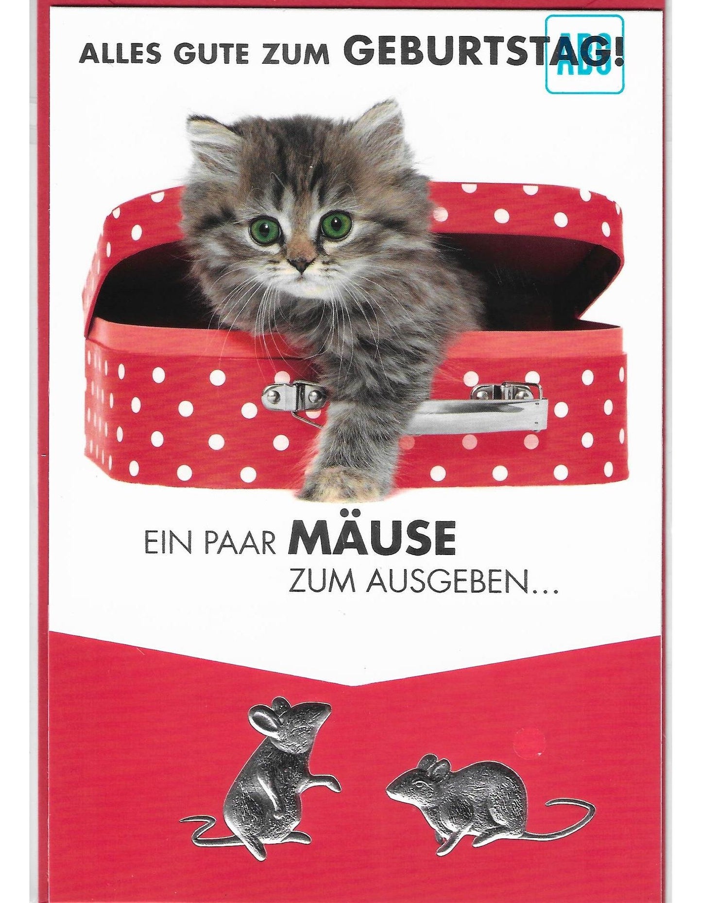 Glückwunschkarte "Alles gute zum Geburtstag ein Paar Mäuse zum ausgeben" B6
