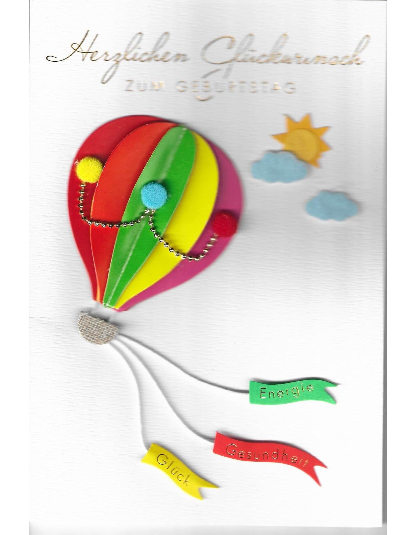 Glückwunschkarte "Herzlichen Glückwunsch zum Geburtstag, Energie, Gesundheit, Glück" B6