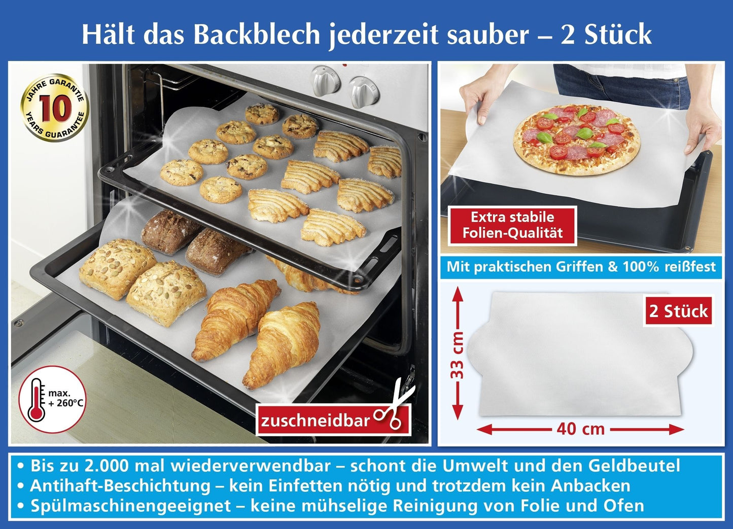 Dauerbackfolie mit Griff, 2er Set