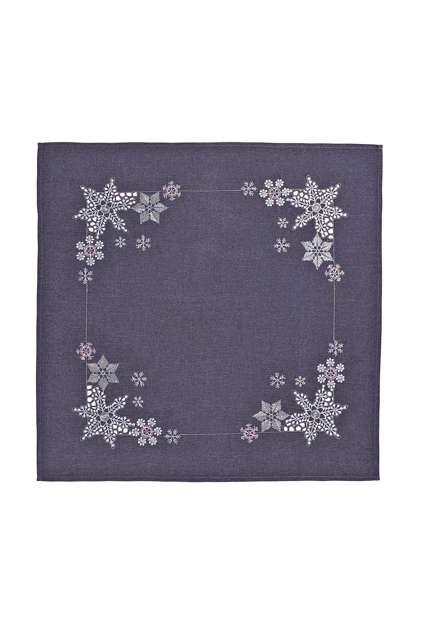Mitteldecke Eisblumen anthrazit (Grösse: 85 x 85 cm)