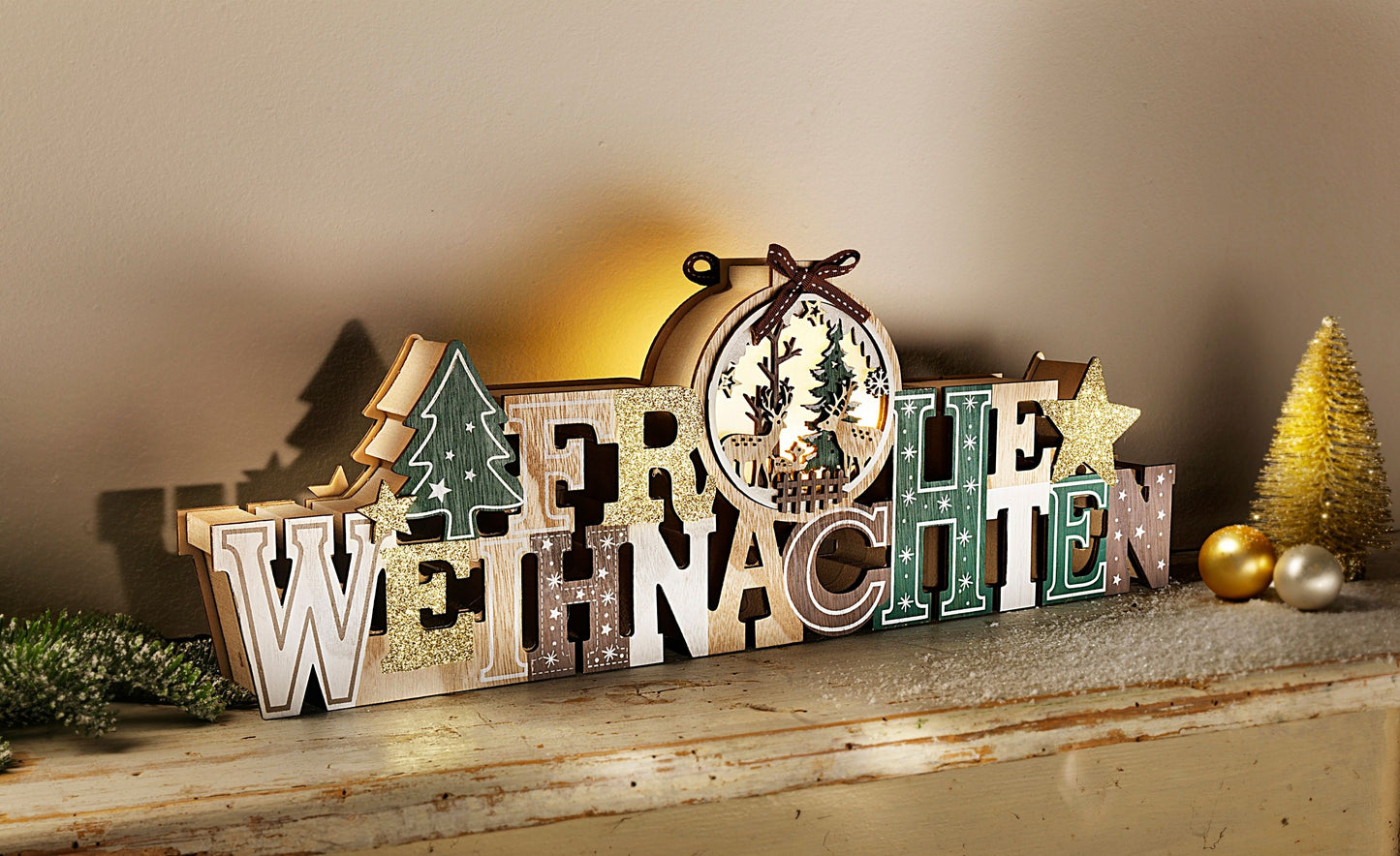 LED-Schriftzug "Frohe Weihnachten"