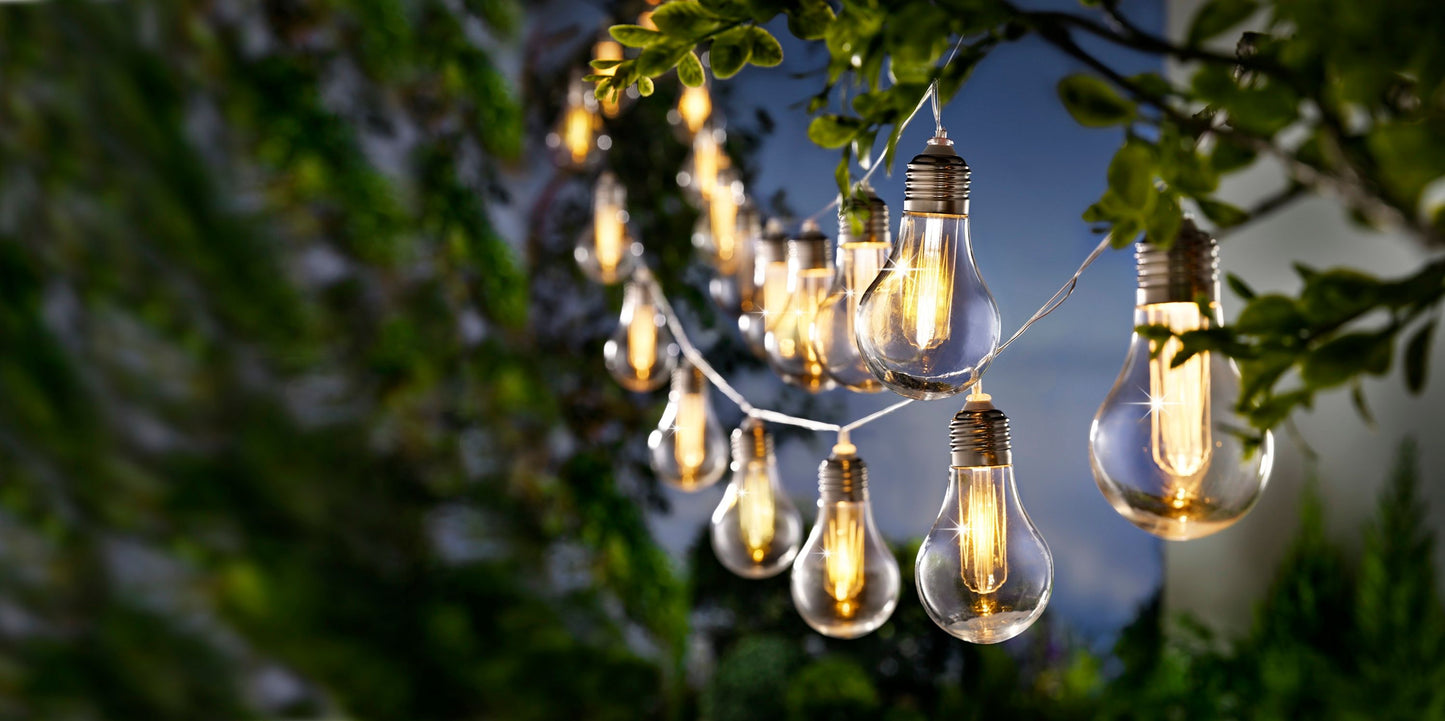 Solar-Lichterkette "Bulbs Classic", warmweiss, 20er, 380 cm