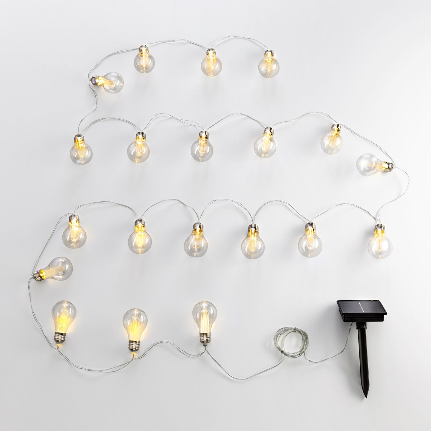 Solar-Lichterkette "Bulbs Classic", warmweiss, 20er, 380 cm