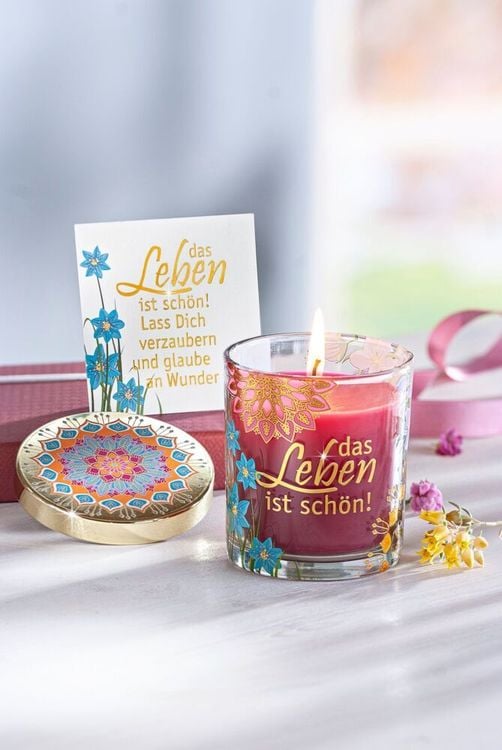 Geschenkset Duftkerze Das Leben ist schön im Glas