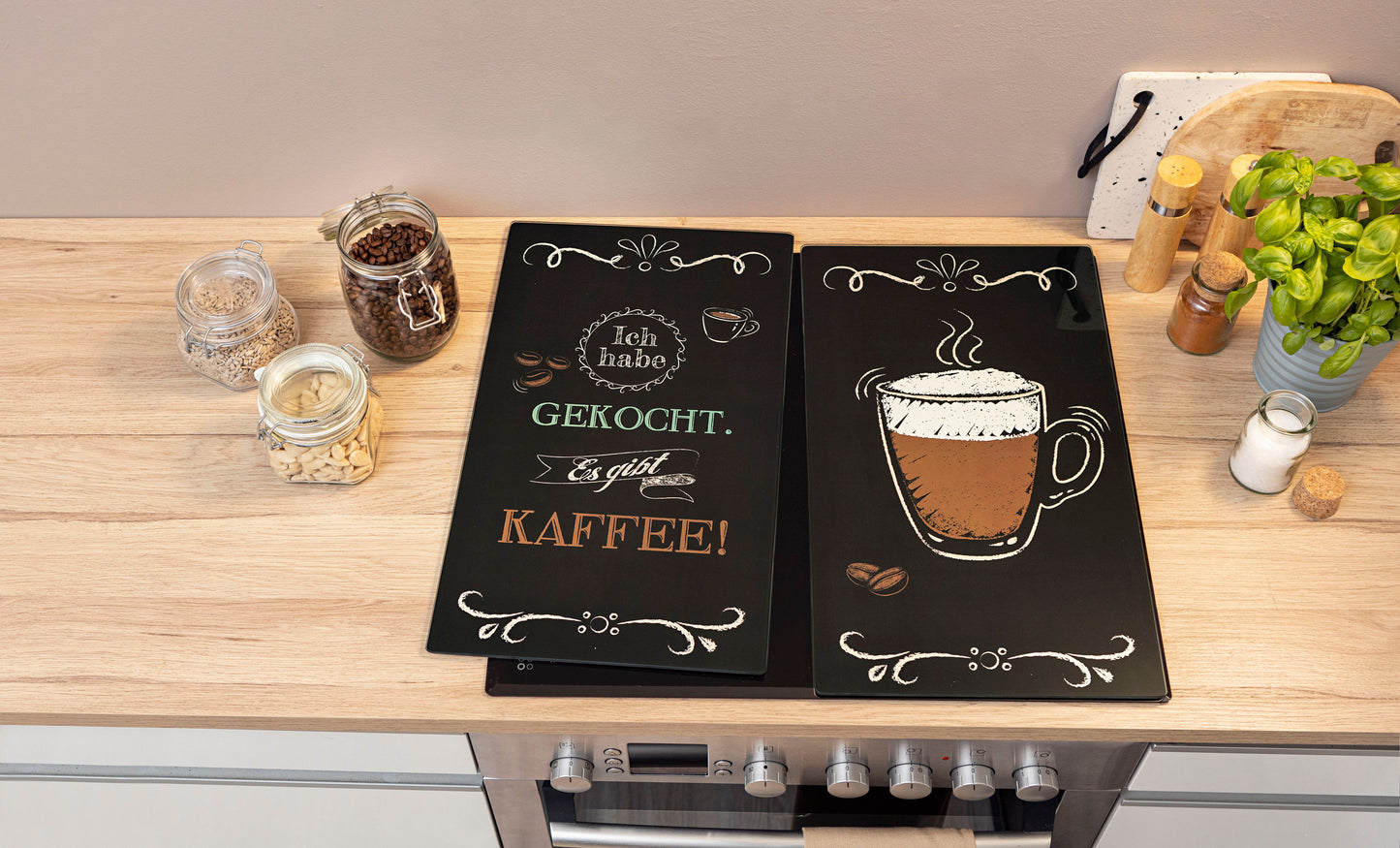 Herdabdeckplatten "Coffeetime" 2er-Set