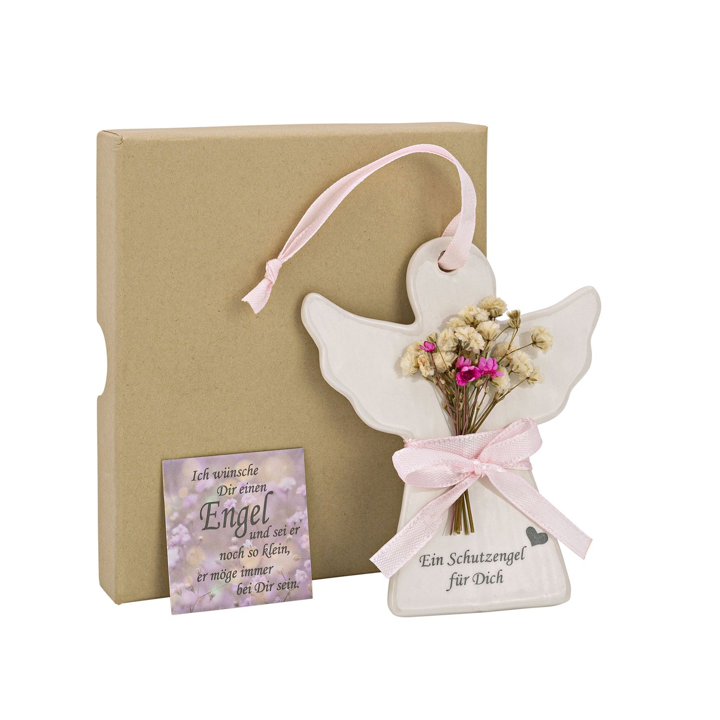 Geschenkset "Schutzengel" mit Trockenblumen und Grusskarte