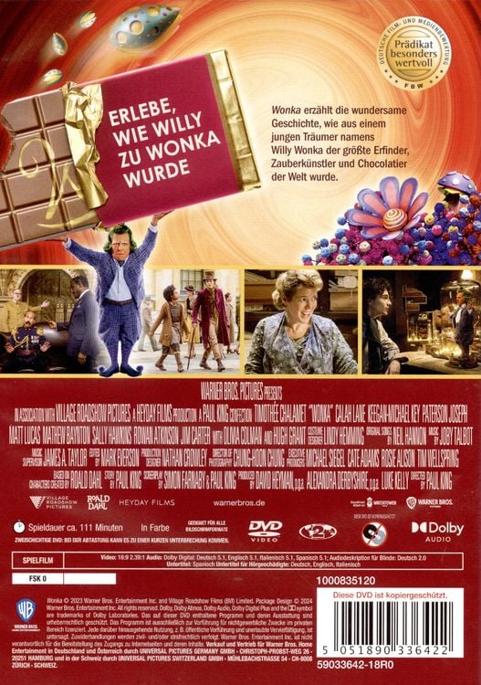 Universal WONKA DVD (2024, Italienisch, Englisch, Spanisch, Deutsch)