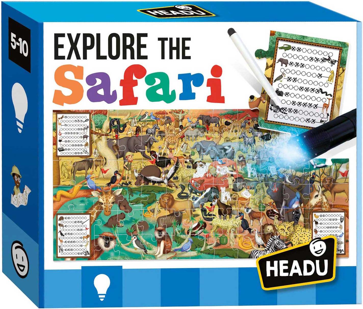Headu Game Explore Safari mit Taschenlampe (70 Teile)
