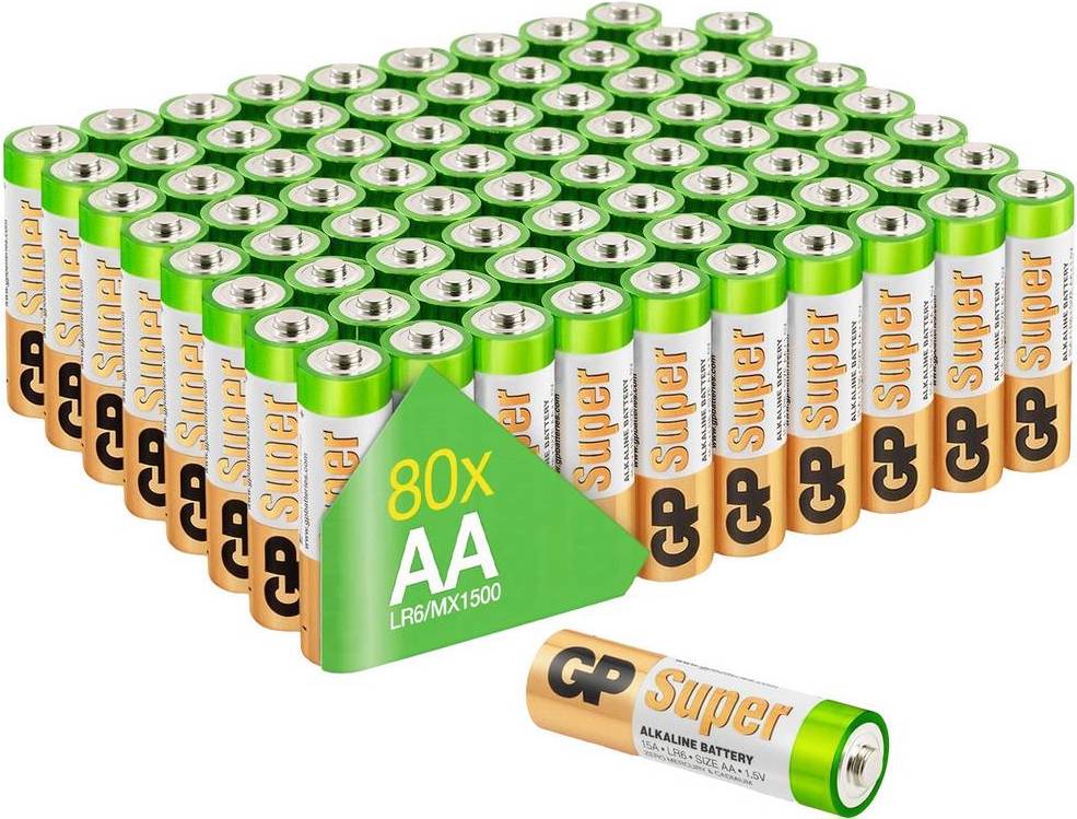 AA Batterie GP Alkaline Super, Mignon LR06, 1,5V, 80 Stück