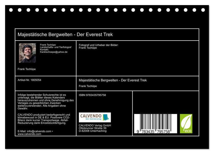 Majestätische Bergwelten - Der Everest Trek (Tischkalender 2024 DIN A5 quer), CALVENDO Monatskalender