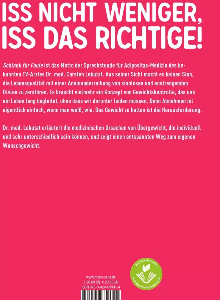 Droemer Knaur Schlank für Faule (Deutsch, 2021, Carsten Lekutat)
