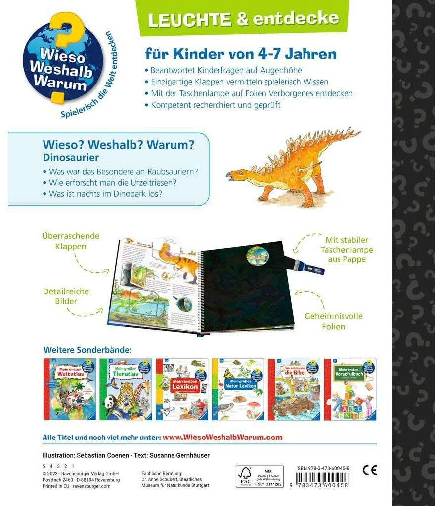 Wieso? Weshalb? Warum? Leuchte und entdecke: Dinosaurier (Taschenlampen-Buch mit Folien und Klappen)