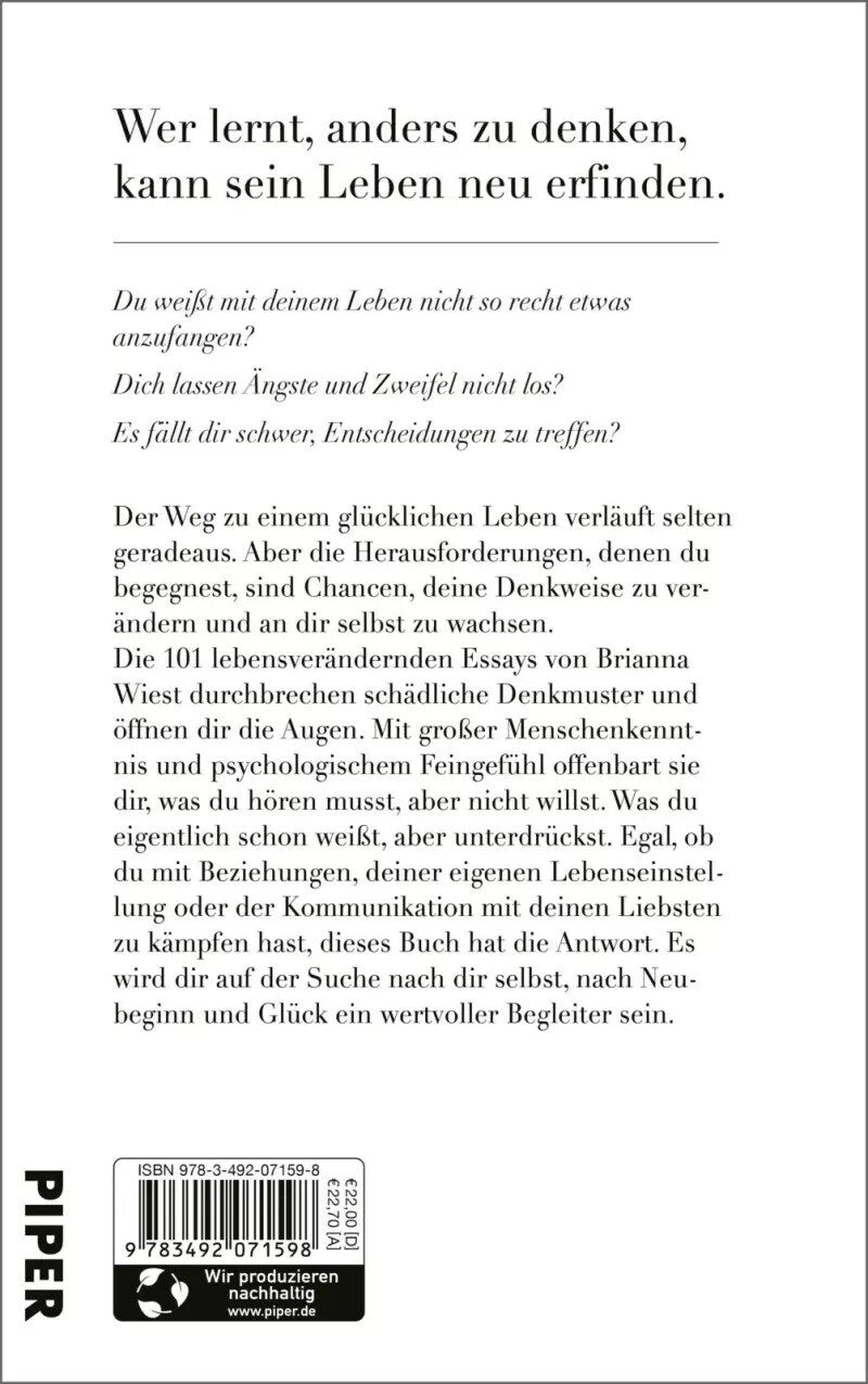 Piper 101 Essays, die dein Leben verändern werden (Deutsch, 2022, Brianna Wiest)