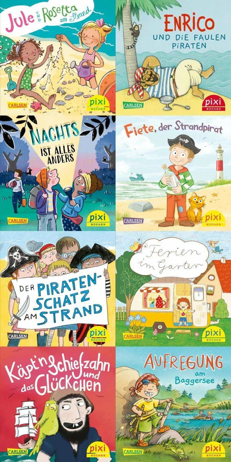 Carlsen Pixi-Box 289: Ferien- und Strandgeschichten (8x8 Exemplare), 8 Teile (Deutsch, 2023, Diverse)