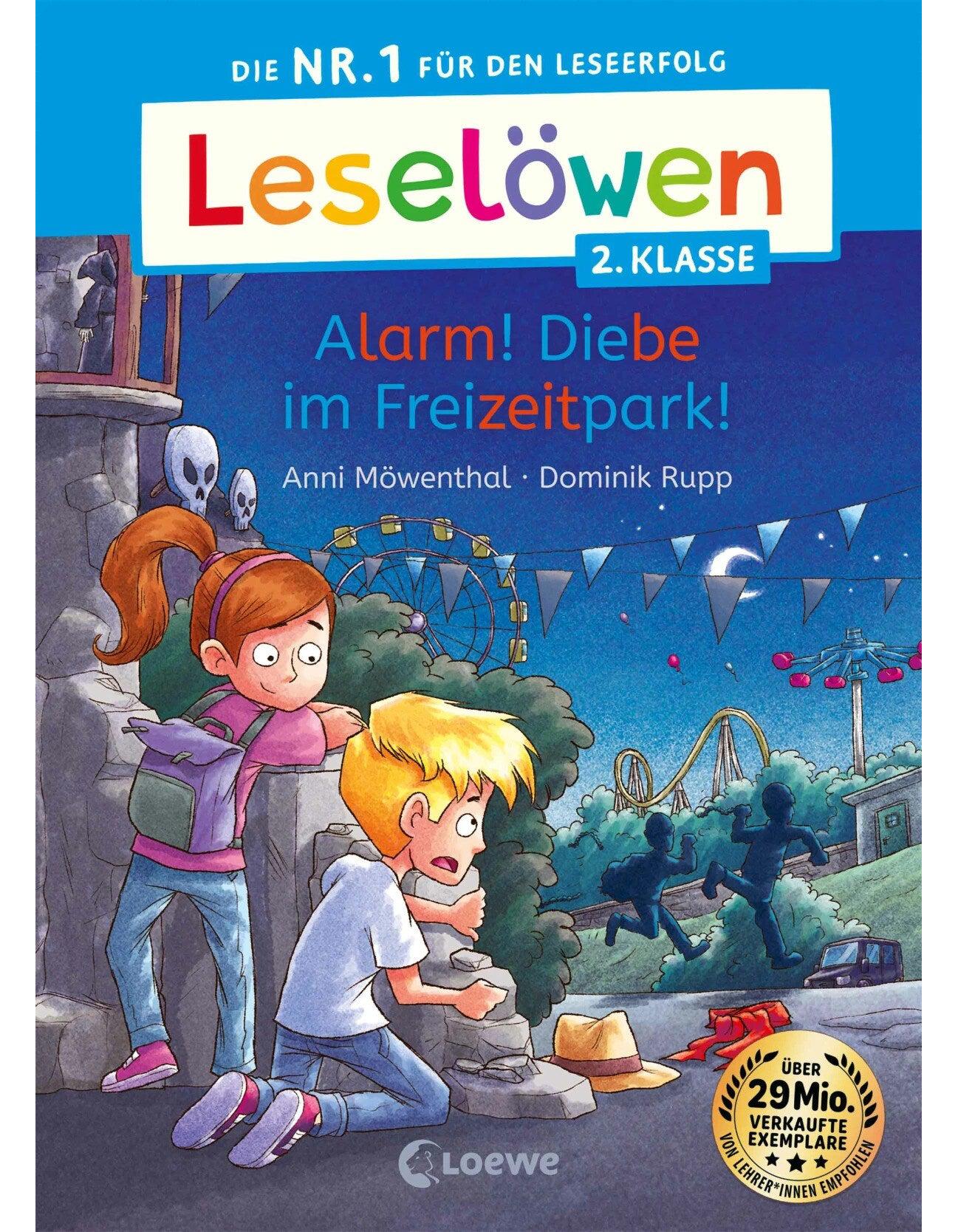 Loewe Leselöwen 2. Klasse - Alarm! Diebe im Freizeitpark! (Deutsch, 2024, Anni Möwenthal, Loewe Erstlesebücher, Dominik Rupp)
