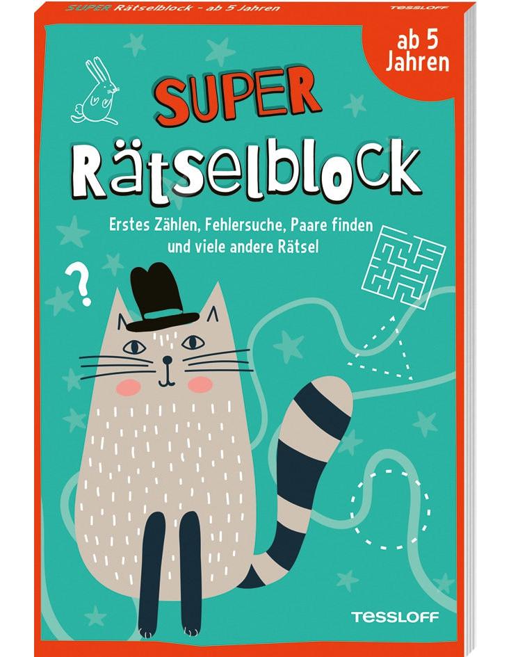 Tessloff Super Rätselblock ab 5 Jahren.Erstes Zählen, Fehlersuche, Paare finden und viele andere Rätsel (Deutsch, 2022, Stefan Heine)