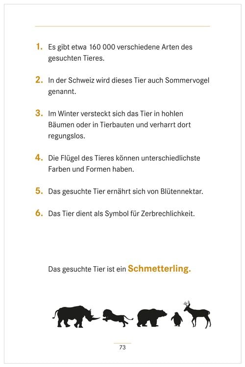 Umschreibungen Tiere. Gedächtnistraining