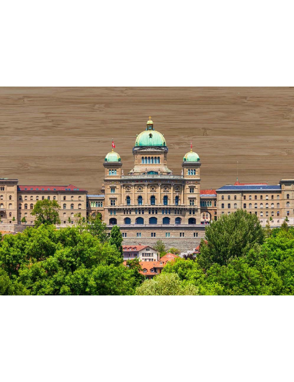 Postkarte. Bambus Swiss Colored - Bern Bundeshaus