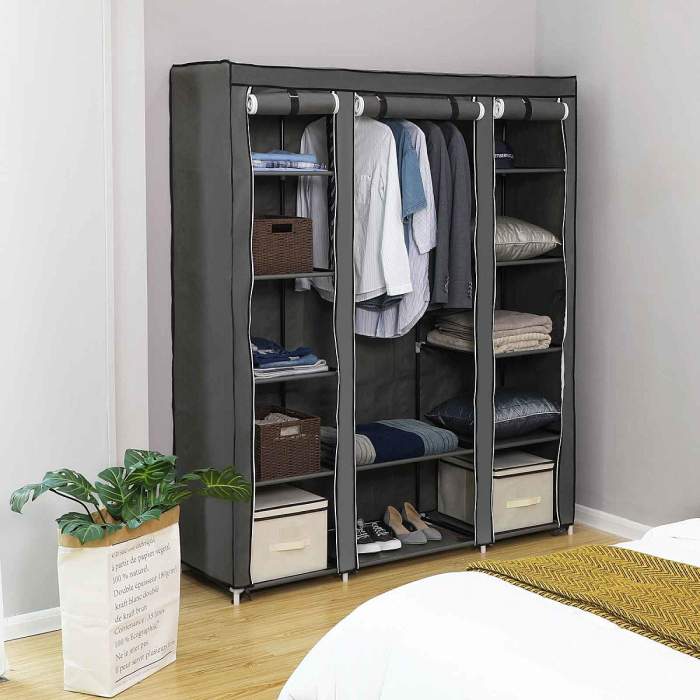 Songmics Kleiderschrank Stoff 150 x 45 x 175 cm - grau
