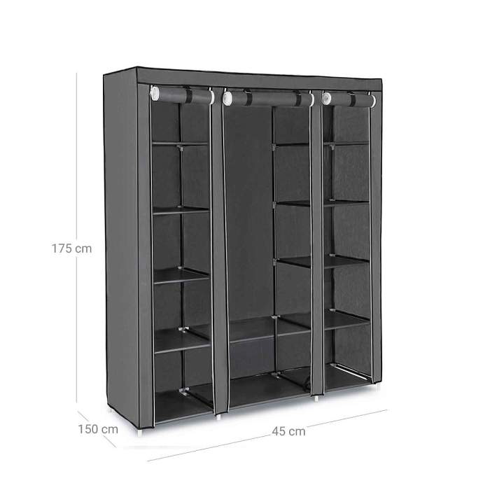 Songmics Kleiderschrank Stoff 150 x 45 x 175 cm - grau