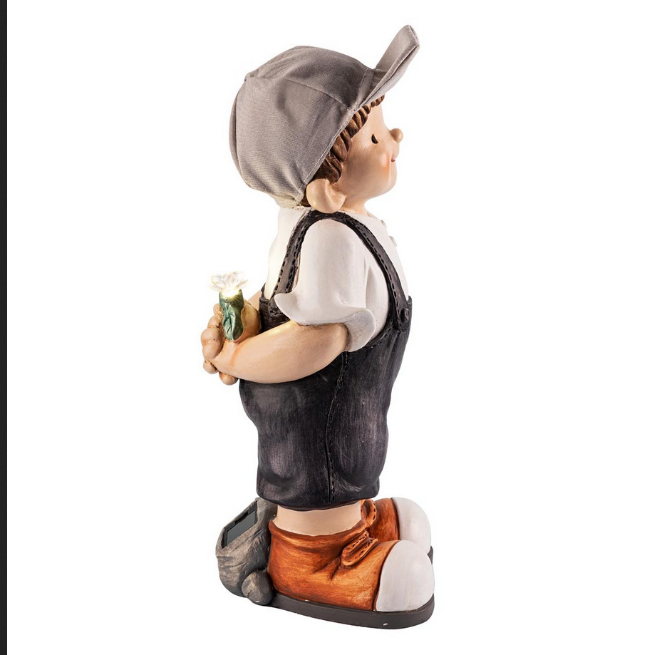 Dekofigur "Finn" mit Solar-Blume, 43cm