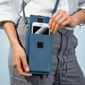 HJP Handy-Handtasche aus Leder, dunkelblau