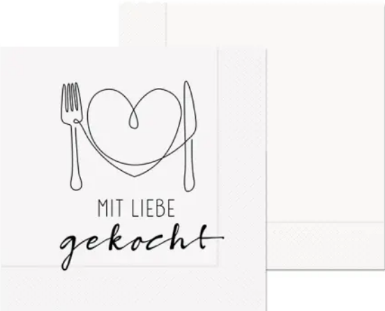 La Vida Lunch-Serviette 'Mit Liebe gekocht' (20 x, 33 x 33 cm)