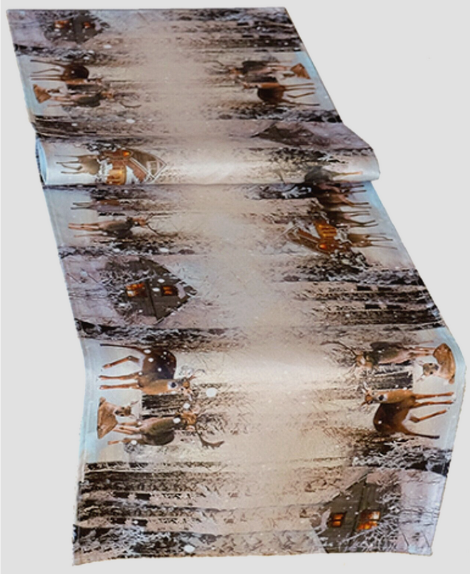 Tischläufer "Rehfamilie im Winterwald" (40 x 140 cm)