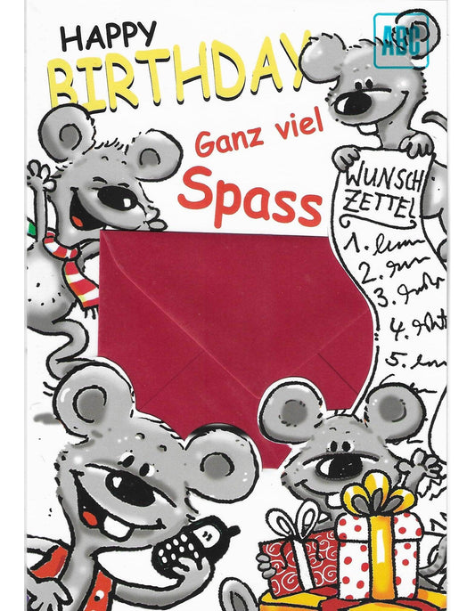 Glückwunschkarte "Happy Birthday Ganz viel Spass" B6