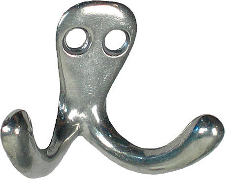 Mantelhaken 50 x 40 mm mit 2 Haken "Multipack à 6 Stk." Aluminium