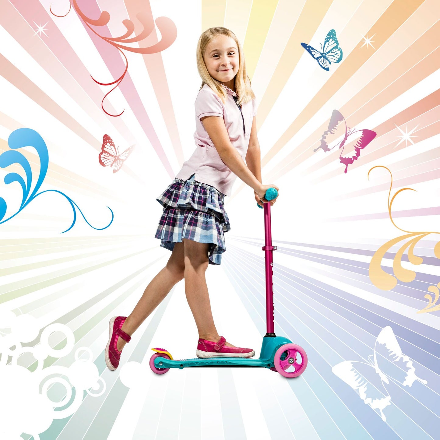 Scooter FLITZKIDS 2.0 SKATE WONDERS in rosa/hellblau