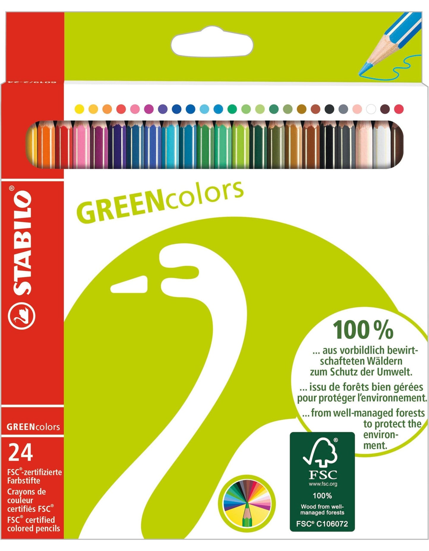 STABILO GREENcolors Buntstift (Mehrfarbig, 24 x)