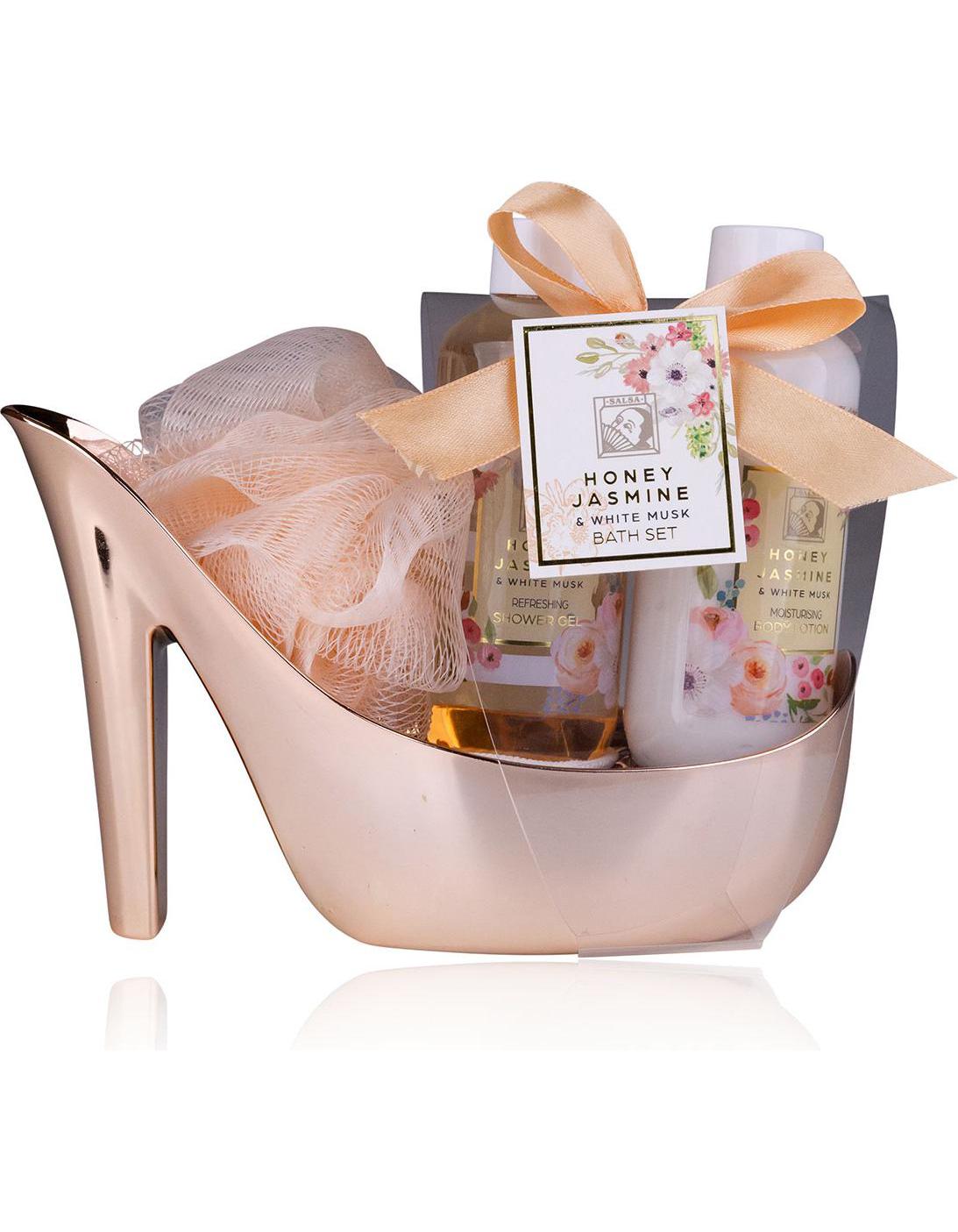 Bade-Set Honey Jasmine im Schuh (Farbe: roségold)