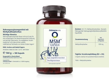 MSM Kapseln von Orbisana VITAL (180 Stk.)