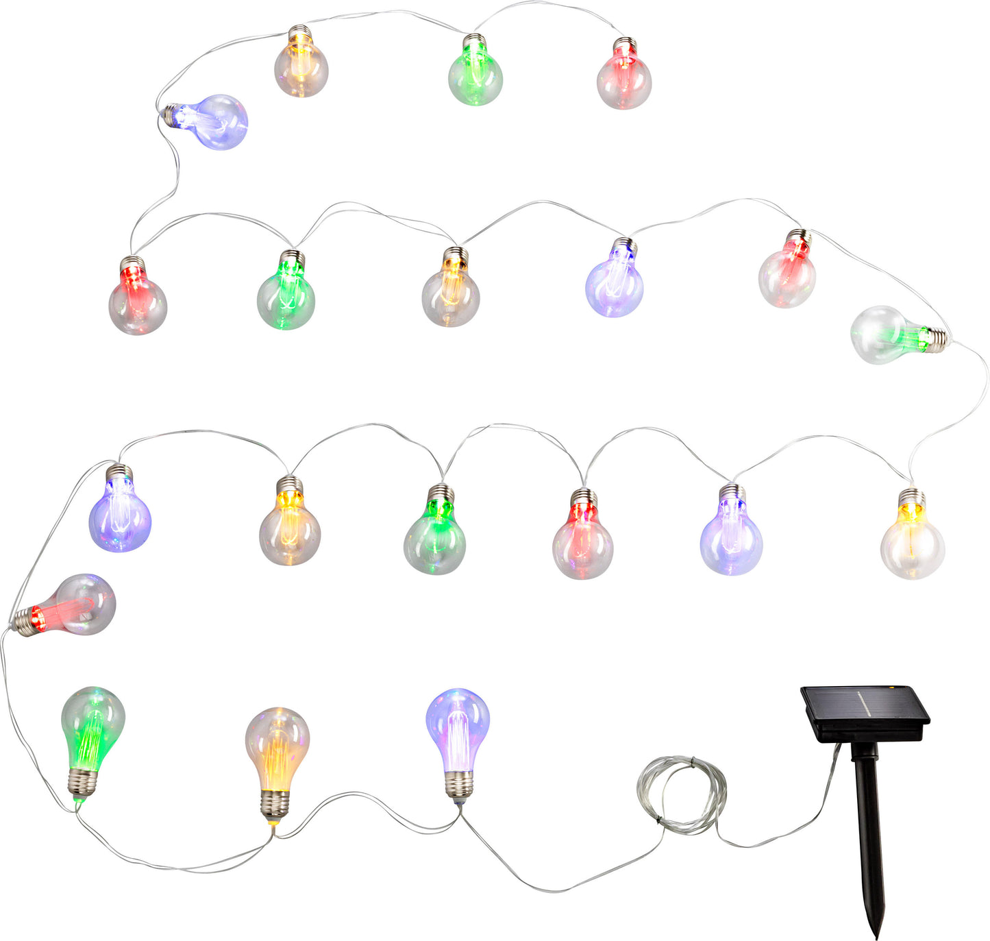 Solar-Lichterkette "Bulbs Colori", 20er, bunt,  380 cm