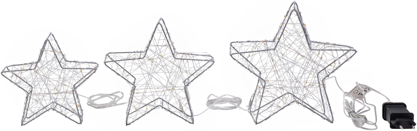 LED-Deko Sterne 3er-Set, 100 LEDs
