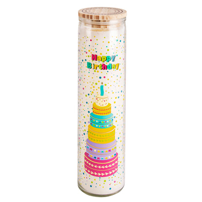 Geburtstagskerze im Glas "Happy Birthday"