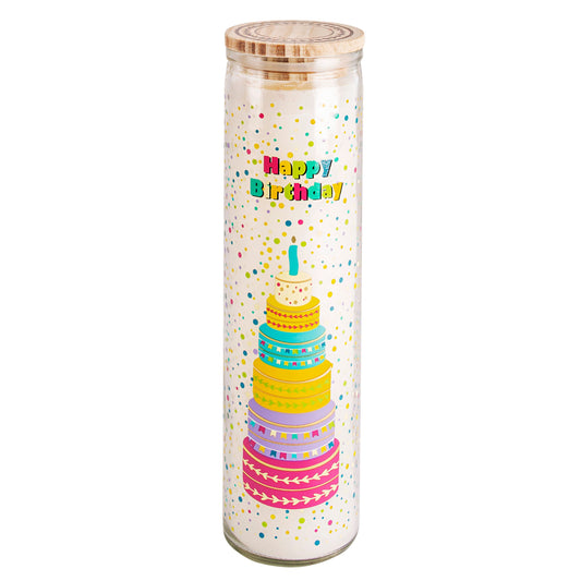 Geburtstagskerze im Glas "Happy Birthday"