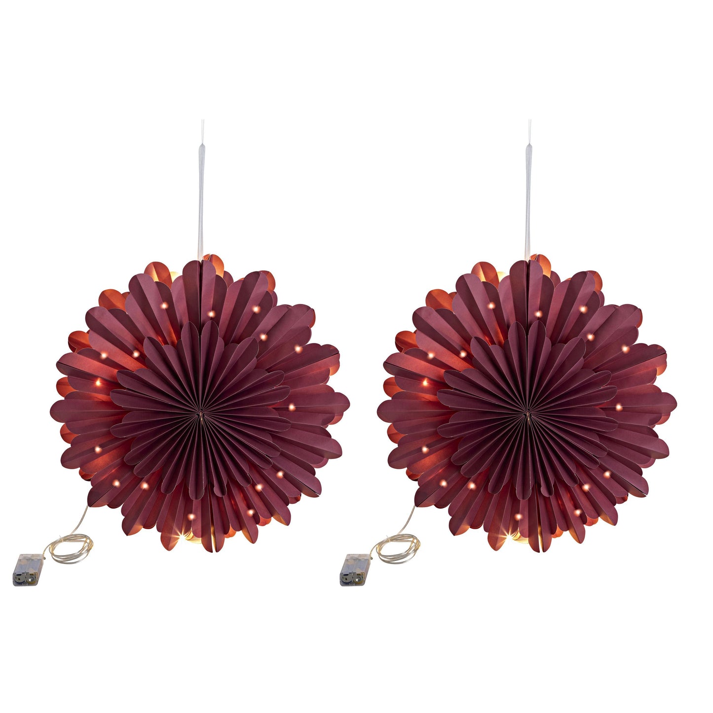 LED-Hängedeko "Schneeflocke" 42,5 cm, 2er-Set (Farbe: berry)