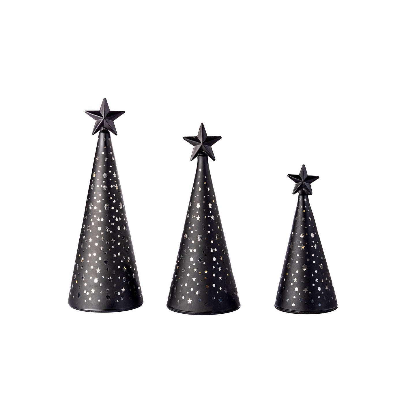 LED-Glaskegel "Noire" 3er-Set