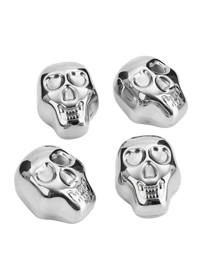 Edelstahl Eiswürfel "Totenkopf" 4er-Set