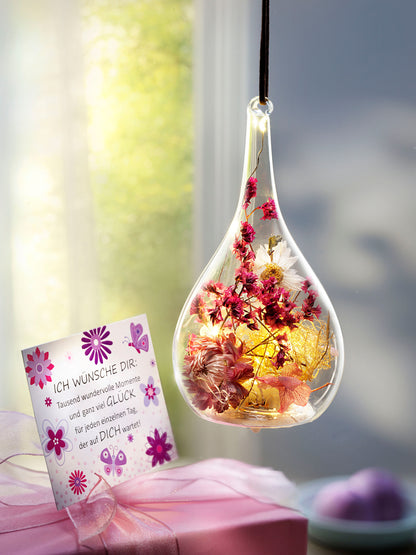 LED-Dekohänger "Little Fleur" aus Glas