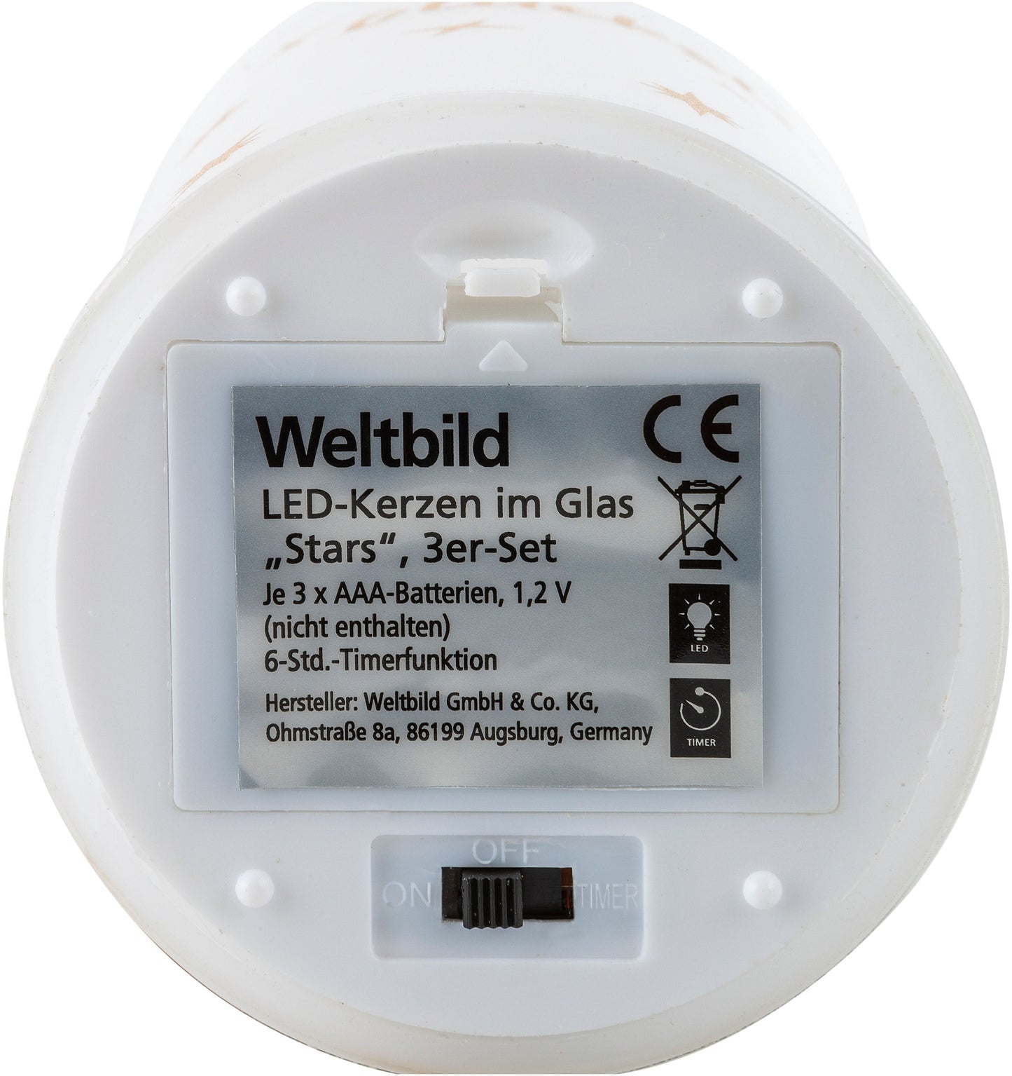 LED-Kerzen im Glas "Stars", 3er Set