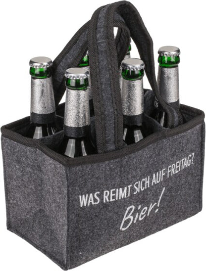 Flaschentasche " Was reimt sich auf Freitag?"
