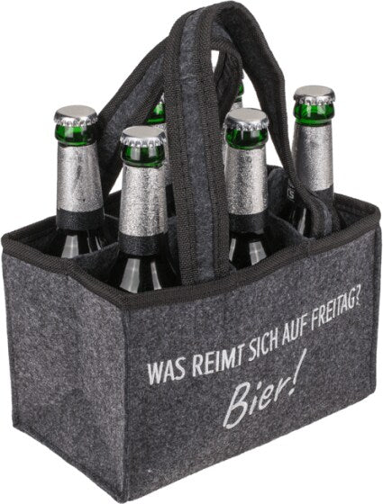 Flaschentasche " Was reimt sich auf Freitag?"