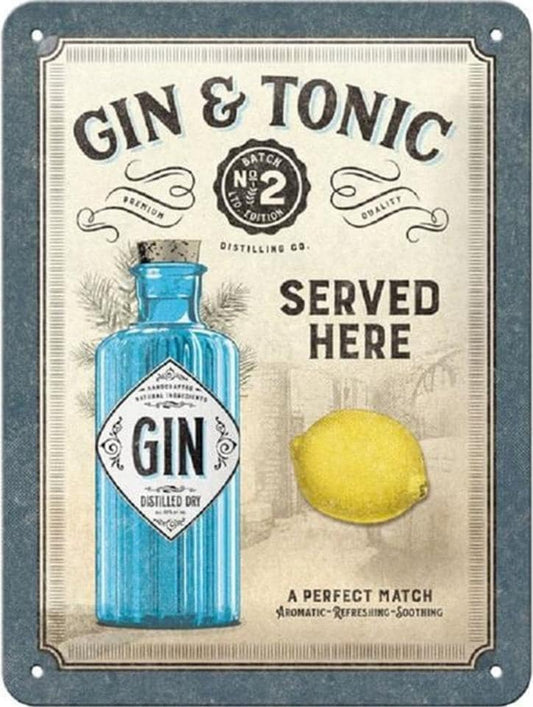 Nostalgic-Art Merchandising Gin & Tonic Served Here (15 x 20 cm)