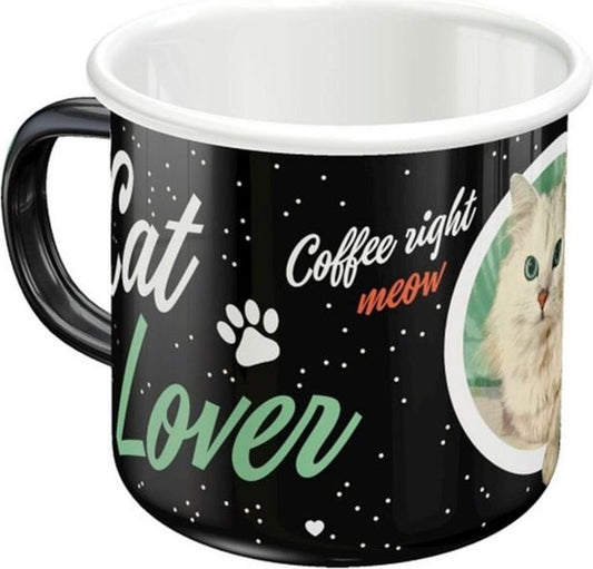 Nostalgic-Art Merchandising Tasse Cat Lover Black Enamel Mug, 8x8, 360ml (360 ml, 1 x)