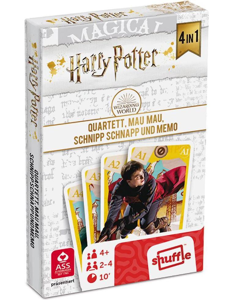 ASS Altenburg 22584064 - Harry Potter - Quartett 4 in 1, Kartenspiel, für 2-4 Spieler, ab 4 Jahren (Italienisch)