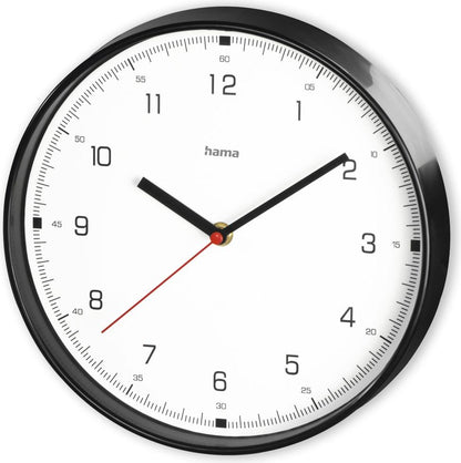 Hama Wanduhr "Linea", Ø 25 cm, geräuscharm, Schwarz