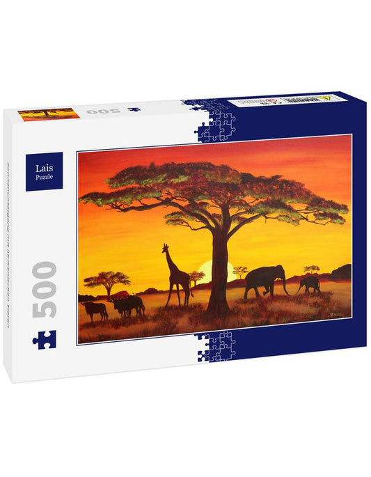 Sonnenuntergang mit Tieren 500T. Puzzle